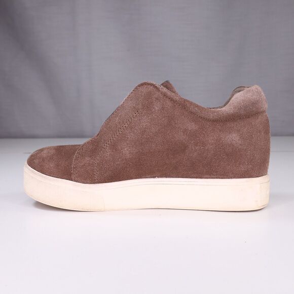 J Slides NYC Shoes Womens 6.5 Platform Sneakers Brown Suede Leather Slip Ons - Picture 10 of 13